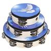 3PCS Wooden Tambourine Double Row Bell Jingles Hand Held Drum Hand Percussion Instrument for Adults Kids 6in 8in 10in