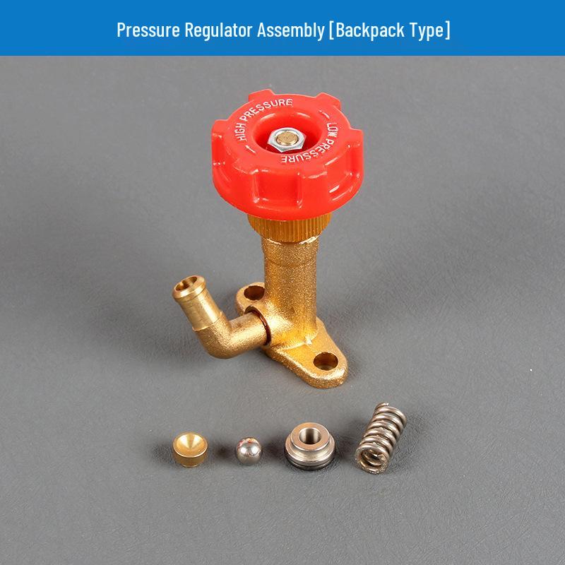Double Cylinder Gasoline Knapsack Sprayer with Pump, Pressure Regulating Valve, and Fuel Tank Switch.