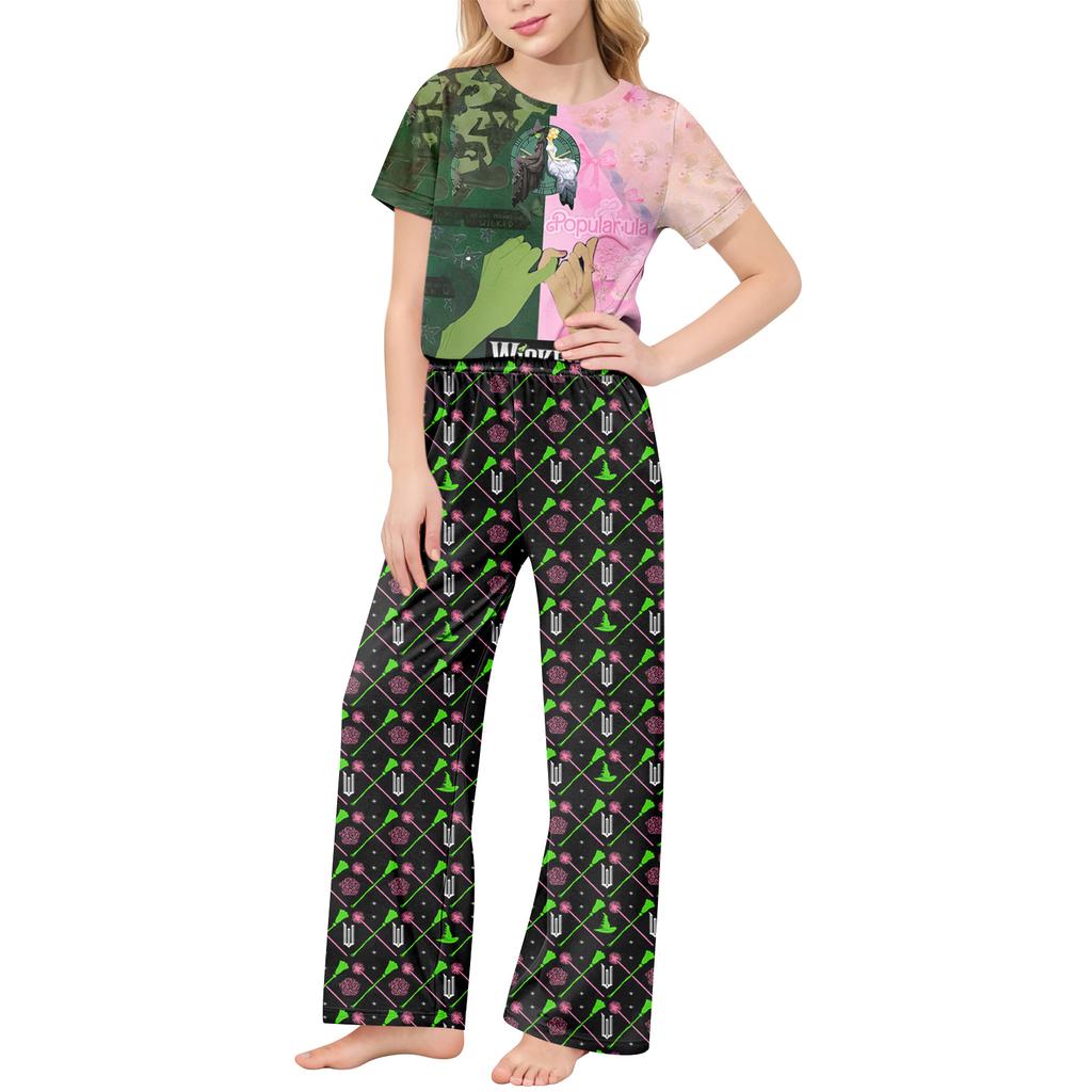 Children's Short-Sleeve Printed Two-Piece Pajama Set With T-Shirt And Pants