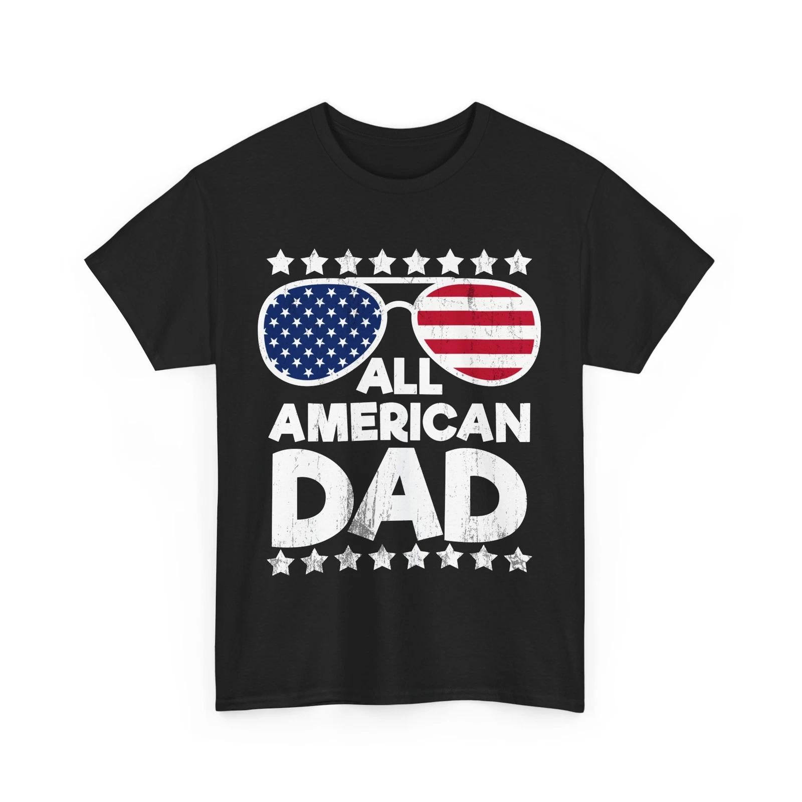 4th of July Shirt, All American Dad American Flag Sunglasses T-shirt, Dad Shirt M