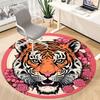 1pc Tiger Flowers Office Round Area Rug, Indoor Mat Suitable For Office, Under Office Chairs Bedroom Living Room Home Decor, Room Deco
