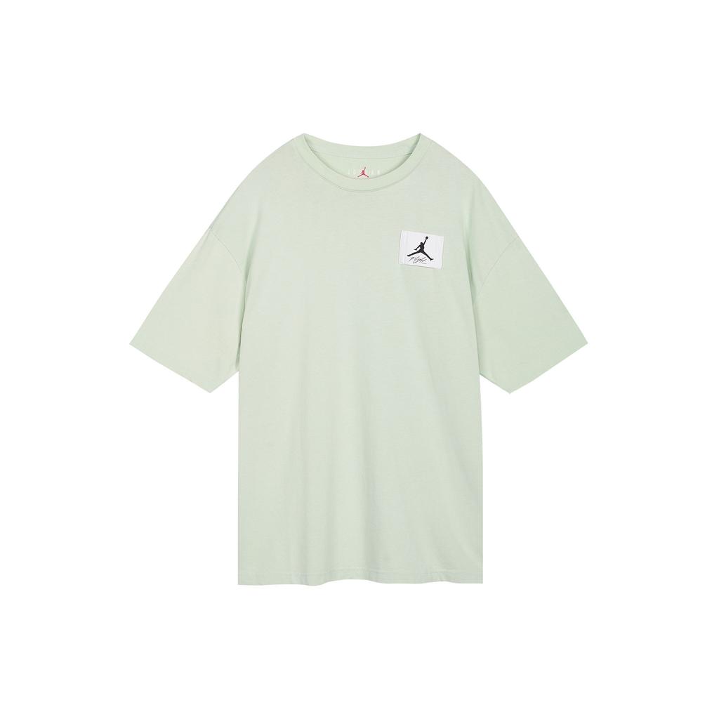 Jordan Solid Color Brand Logo Crew Neck Pullover Short Sleeve Drop Shoulder T-Shirt Men Tops Frost-Light-Grass-Green DZ0605-321