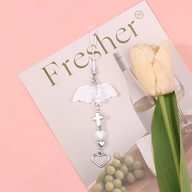 Fashionable Phones Chain Accessory Elegant Winged Beaded Phone Chain Charm Beaded Phone Pendant for Women and Girls
