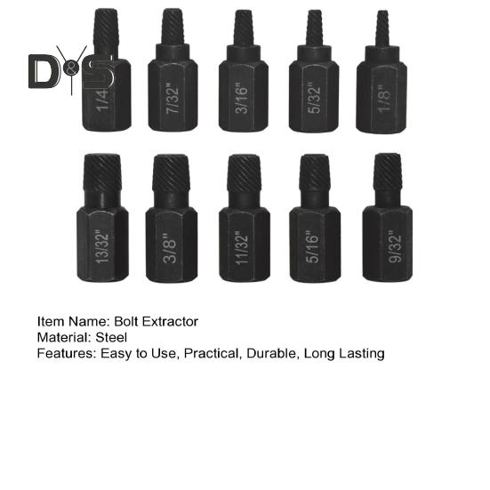 10-teiliges Set zum Ausdrehen beschädigter Schrauben, hohe Härte, rostfrei, einfach zu verwenden, robuste Werkzeuge zum Ausdrehen von Schrauben