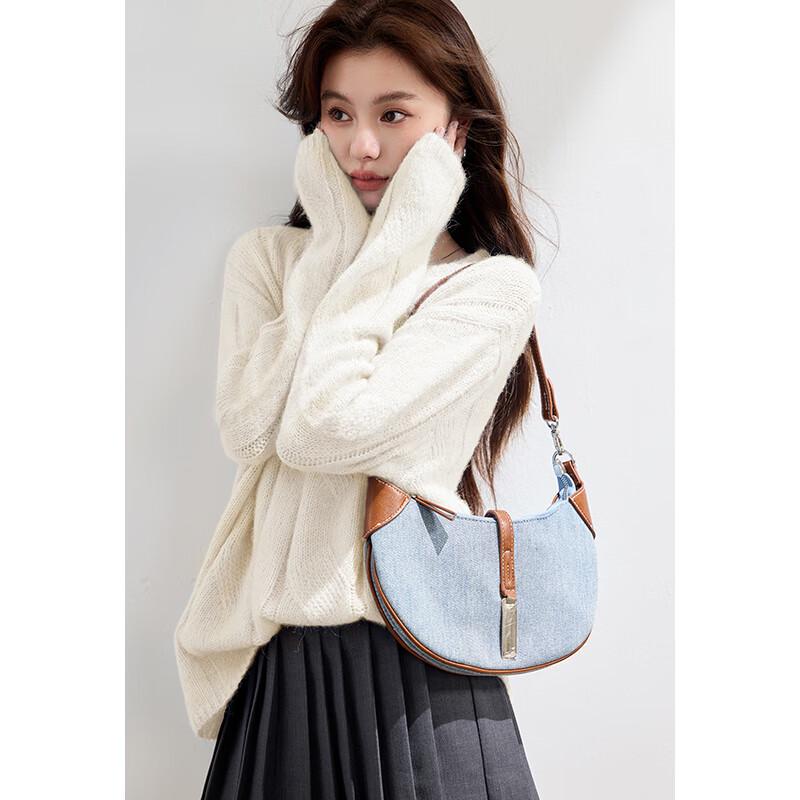 VICTORIA&VERA Women's Fall Wool Blend Round Neck Sweater