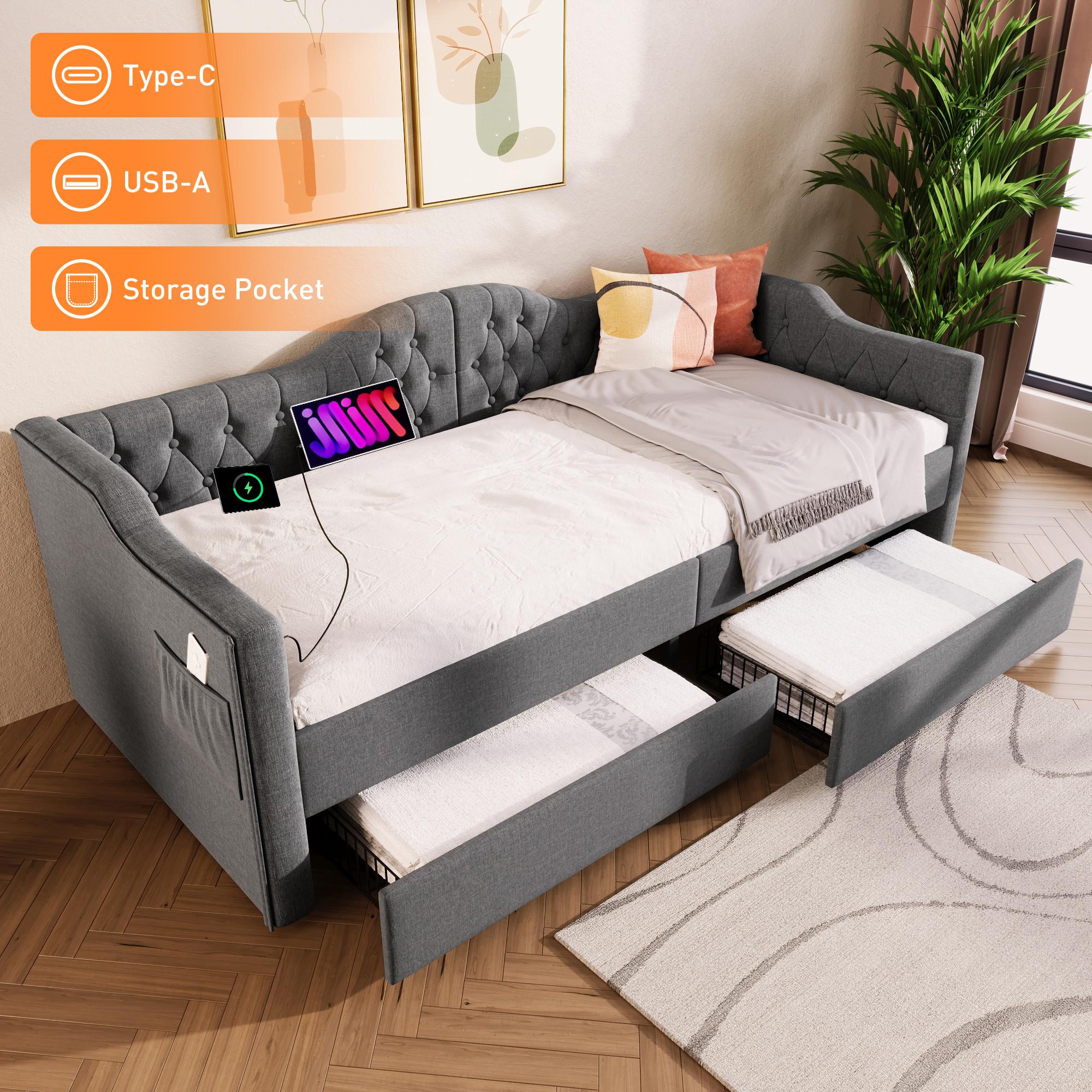 Upholstered Daybed Sofa Bed Storage Bed
