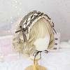 Lolita Check Lace Headband for Gothic Cosplay Hair Cute Maid Cafe Hair Accessory Women, Ruffled, Lolita, Ribbon, Ornament, [J's Select] (Brown)