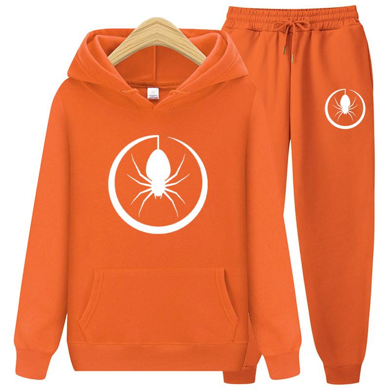 Women's Sportswear Two Piece Set Warm Jackets and Pants Spider Print Coats Sets Outdoor Hoodies Sports Suits Jogging Suits