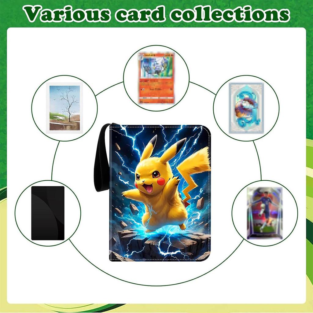 Pikachu Lightning 4-Compartment Card Album 400 Slots Collectible Card Storage Portfolio Case