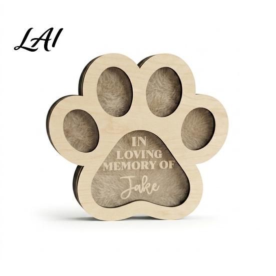 Geschenk für Tierhalter bei Verlust Haarkästchen Niedliche Pfotenform Gedenk-Holzkästchen Fell Hunde und Katzen Beileid Hund