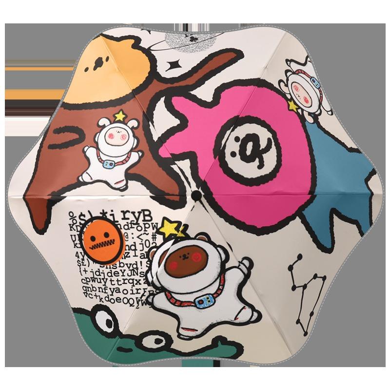 New 6-bone three-fold vinyl safety corner children's umbrella