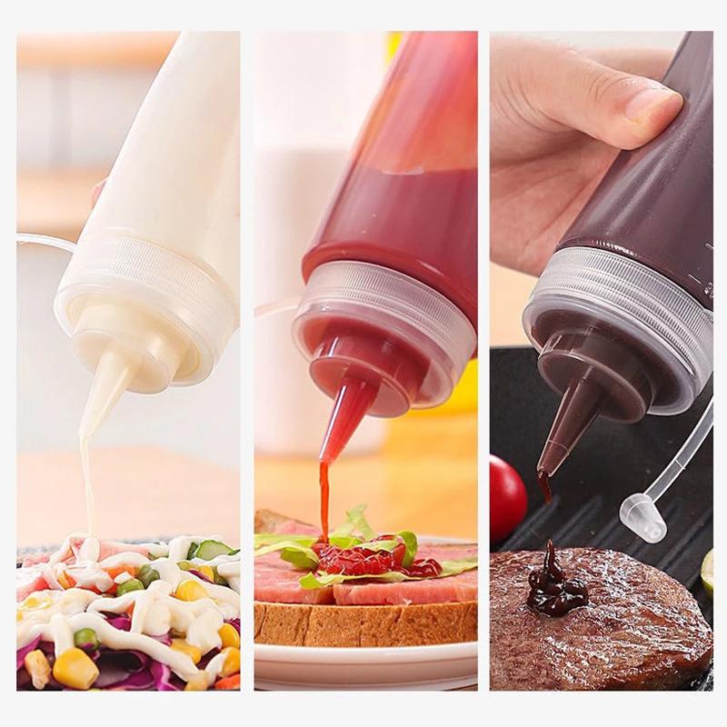 240-720MLCondiment Squeeze Bottles Kitchen  Sauces Olive Oil Bottles Ketchup Mustard Dispensers Kitchen Accessories Gadgets