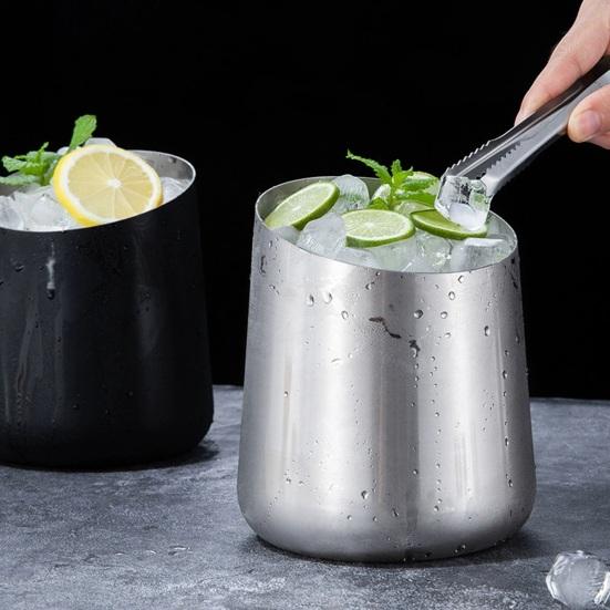yangyizhi Stainless Steel Ice Bucket, Heavy Duty Champagne Wine Cooler with Slanted Mouth, Thickened Beer Multi-Use Trash Can for Bar KTV