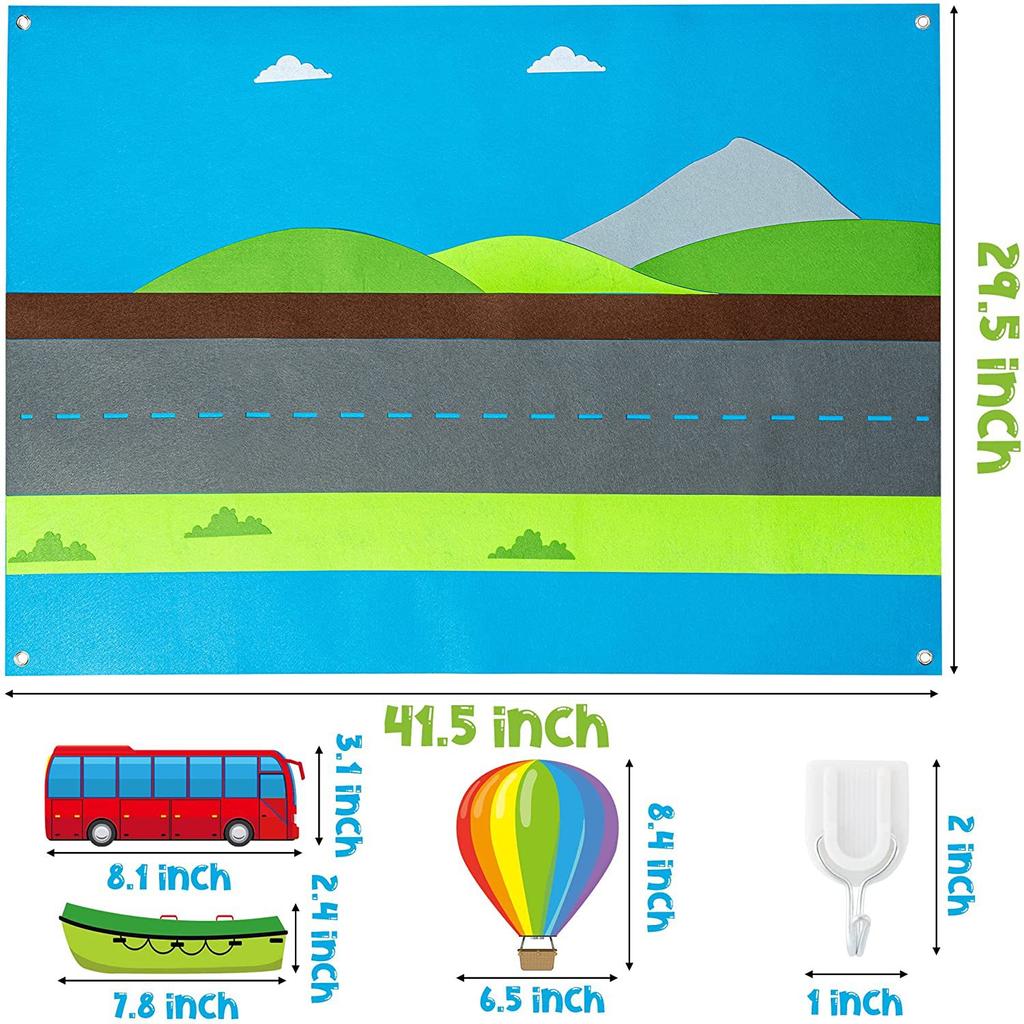 Fahrzeug-Filz-Geschichtentafel, Baby-Montessori-Spielzeug, Transportthema, Geschichtenerzählen, frühes Lernen, interaktives Spielset für Kleinkinder