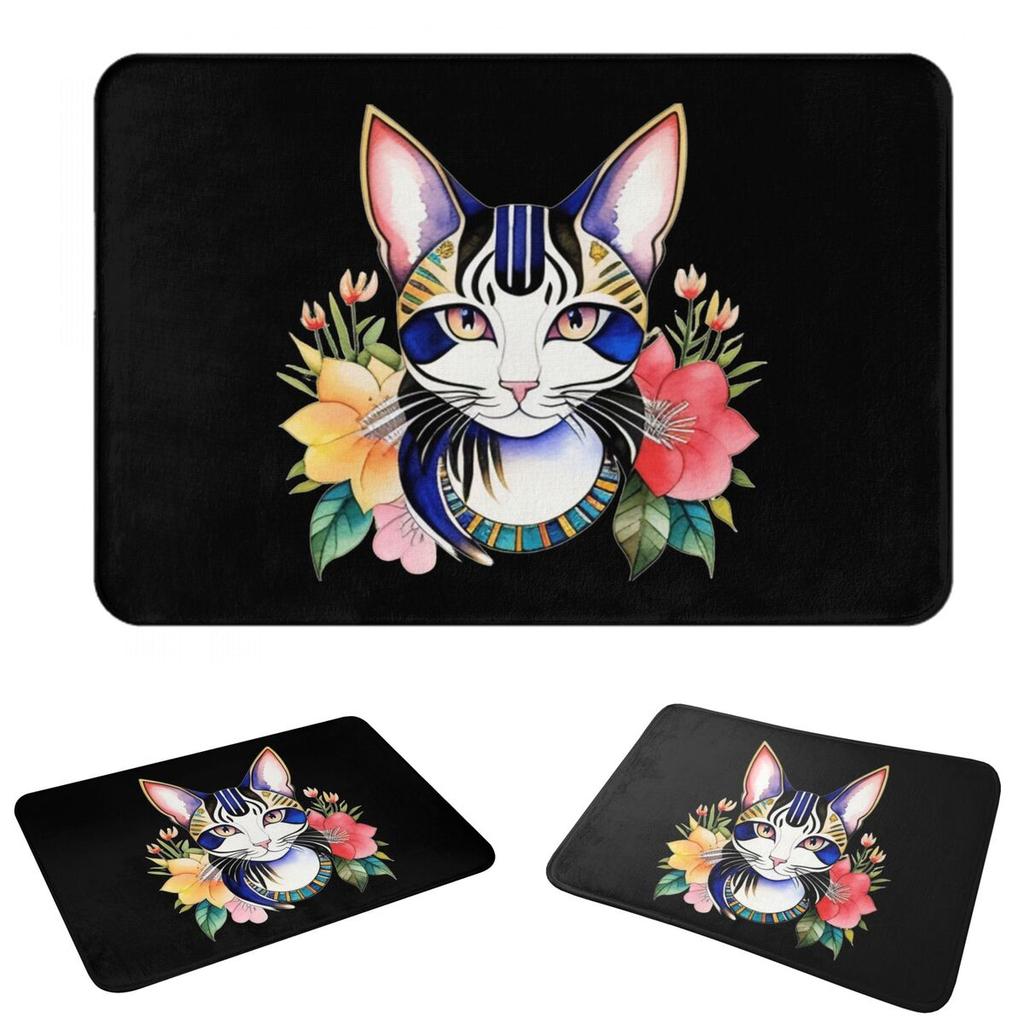 Egyptian Cat Anti-slip Doormat Floor Mat Dust-proo Carpet Rug for Kitchen Entrance Home Bathroom Footpad Mats