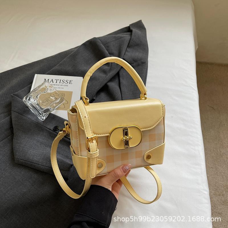 Women's bag new printed fashion trend messenger bag retro versatile square grid shoulder handbag small satchel