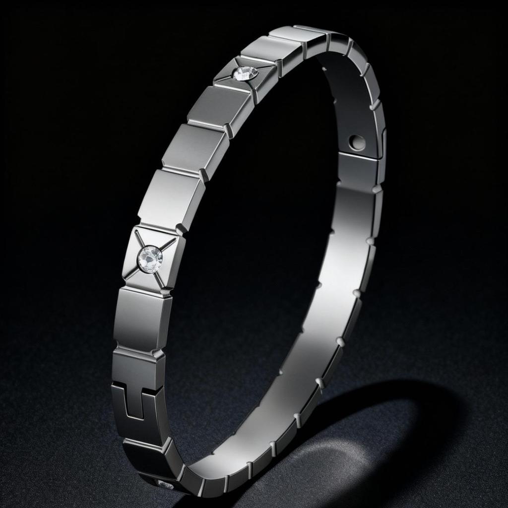 Women's Luxury Stainless Steel Bracelet: Electroplated Titanium, Full Diamond Set, European-American Style