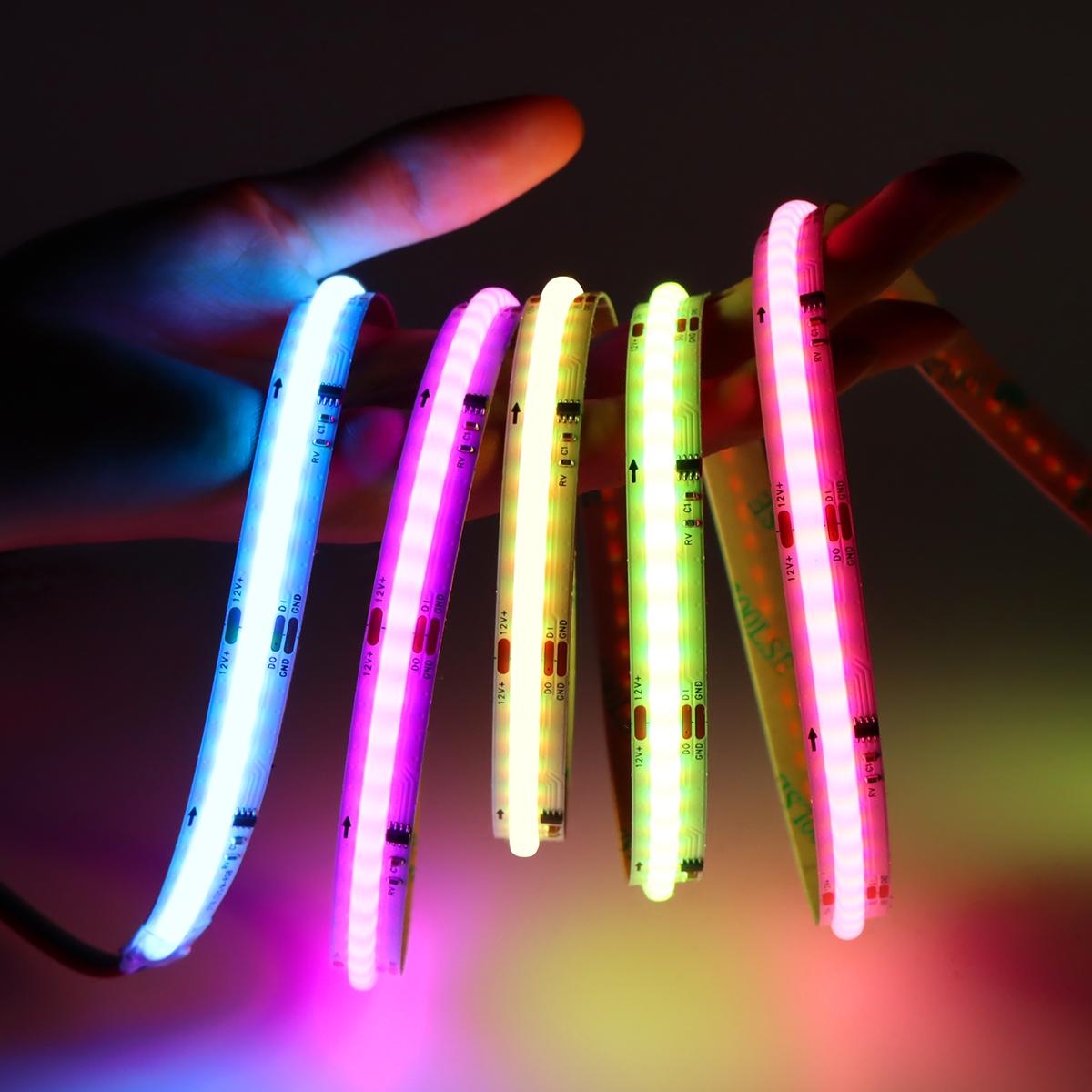 

DC 12 В WS2811 COB RGBIC Светодиодная лента 576 светодиодов/м пикселей с адресуемым SPI Dream Color Гибкая лента WS2812B FOB RA90 5m