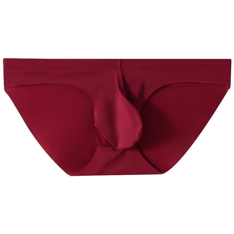 Chiloți bărbați de primăvară/vară din mătase de gheață fără cusături cu uscare rapidă, model triunghi, cu buzunar pentru bombă