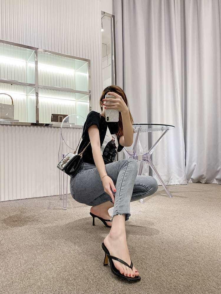 Comemore 2025 New Women Slipper Summer Footwear Outdoor Sandals Ladies Women's Flip Flops Thin High Heels Slides Elegant Shoes