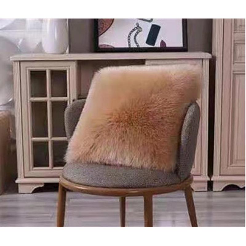 Modern Solid Color Faux Wool Fur Plush Cushion Pillow
