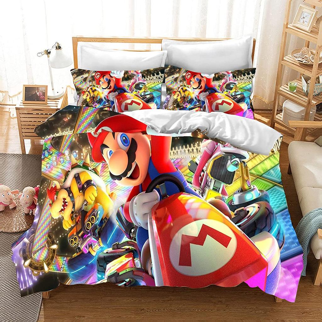 Mario Duvet Cover Set Comforter Bedding 3d Children'S Bedding Set 3-Piece 1 Quilt Cover King Size