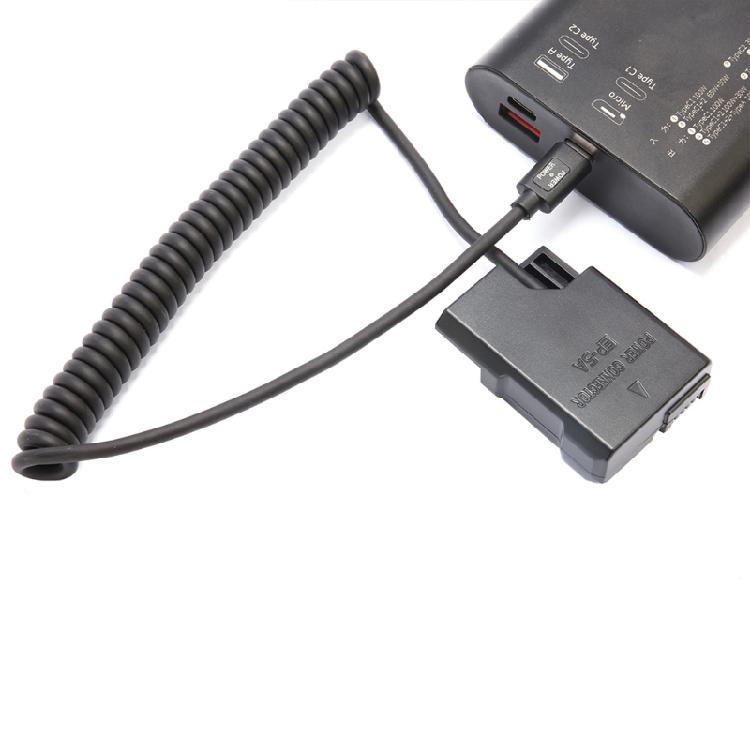 EN-EL14 Dummy Battery USB-C Coupler Adapter for W/ USB C-type Spring Power Cable