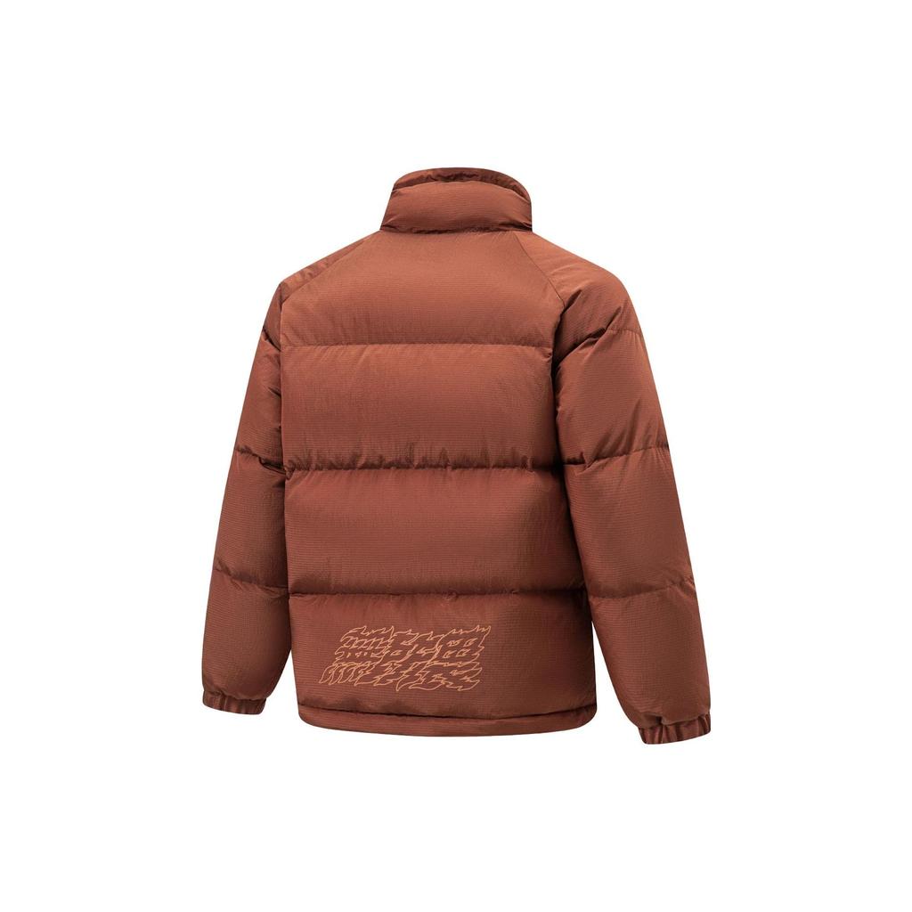 Li Ning Plain Stand Collar Loose Short Down Jacket Men Outerwear Tea-Red AYMT171-2