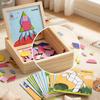 Magnetic Tangram Creative Puzzle, Versatile Puzzle Blocks, Puzzle Based on Card Patterns, Building, Cars, People and Other Creative Theme Patterns