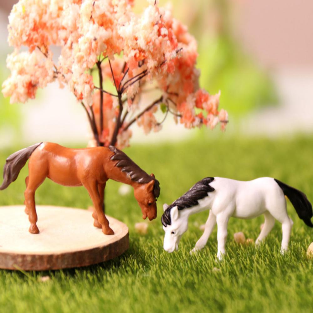 2PCS Miniature Animal Horse Doll Micro Landscape Bonsai Plant Ornament Table Decoration DIY Fairy Garden Accessory