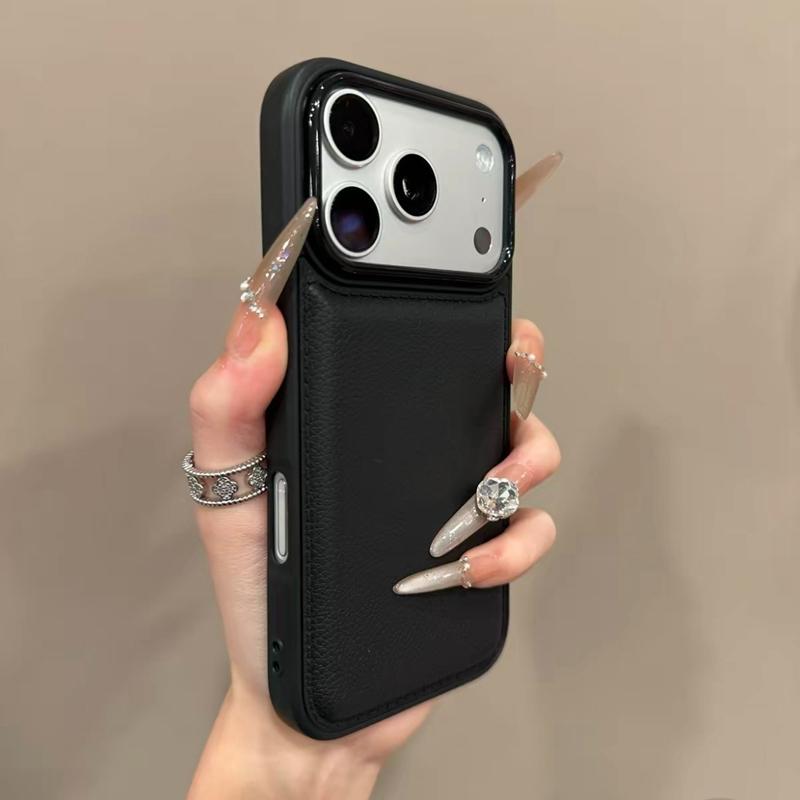 Luxury Drum Cortex Plain Phone Case For iPhone 17 16 15 14 13 11 12 Pro Max Plus 17 Air Shockproof Bumper Cases Cover