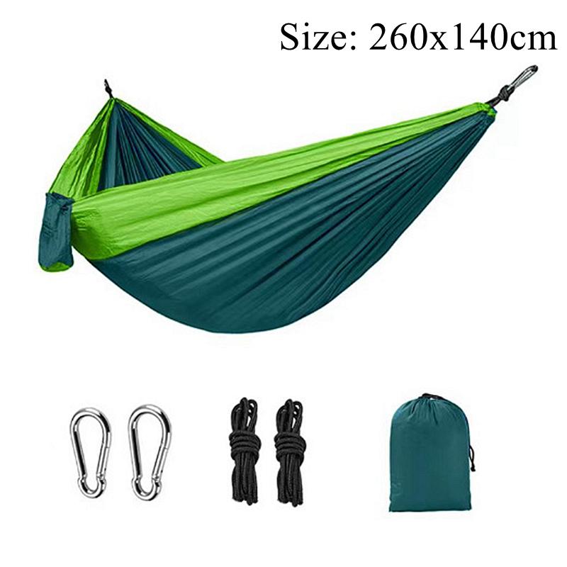 Double Persons hammock Lightweight Parachute Fabric Outdoor Hammock with Net for Camping Travel Outdoor Relaxation 260x120cm