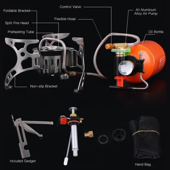 Outdoor Backpacking Furnace Oil Gas Portable Fuel MultiUse Camping Picnic Gas Cooking Stove