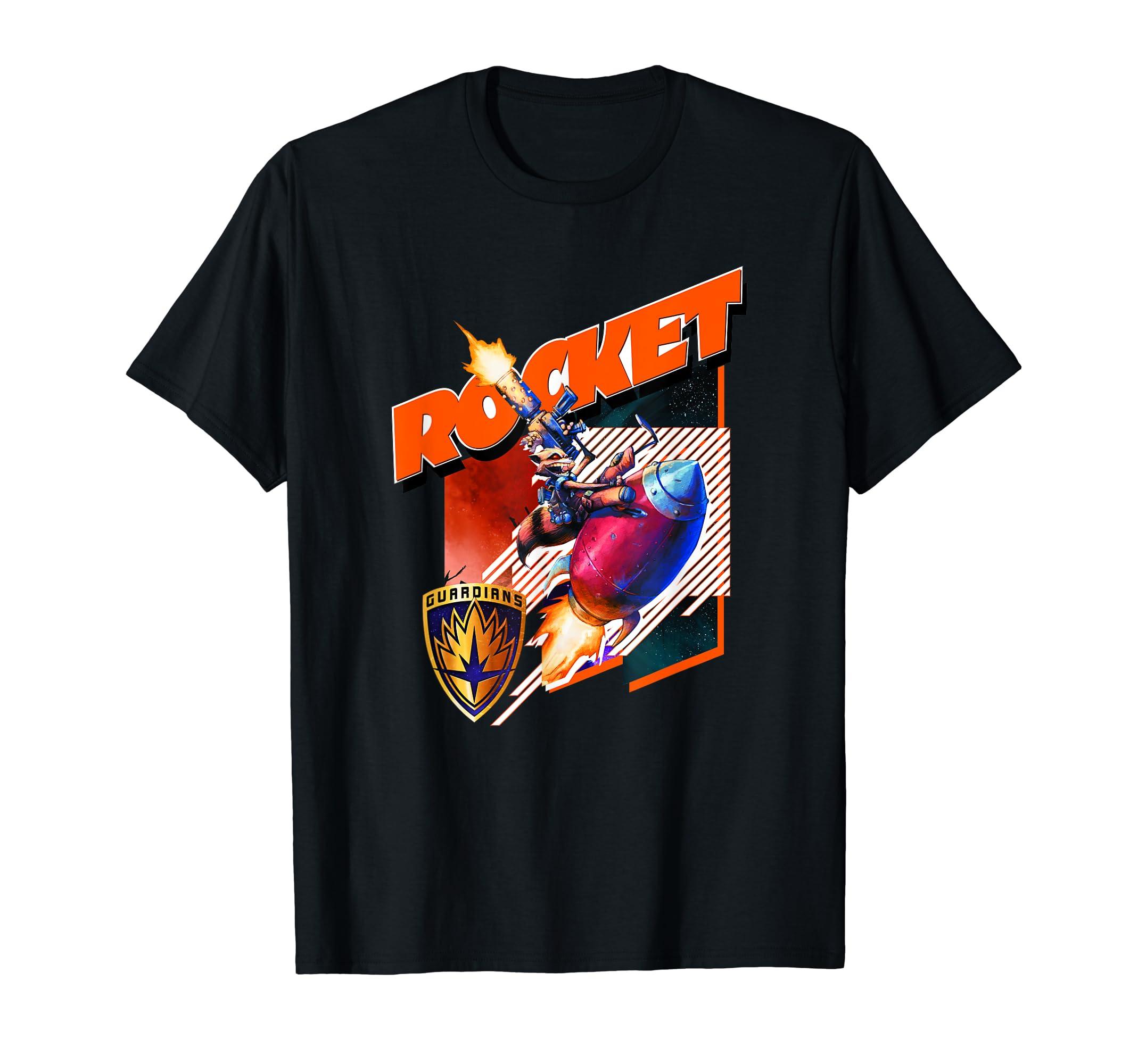 

Marvel Guardians of the Galaxy Rocket Raccoon Riding Rocket T-Shirt