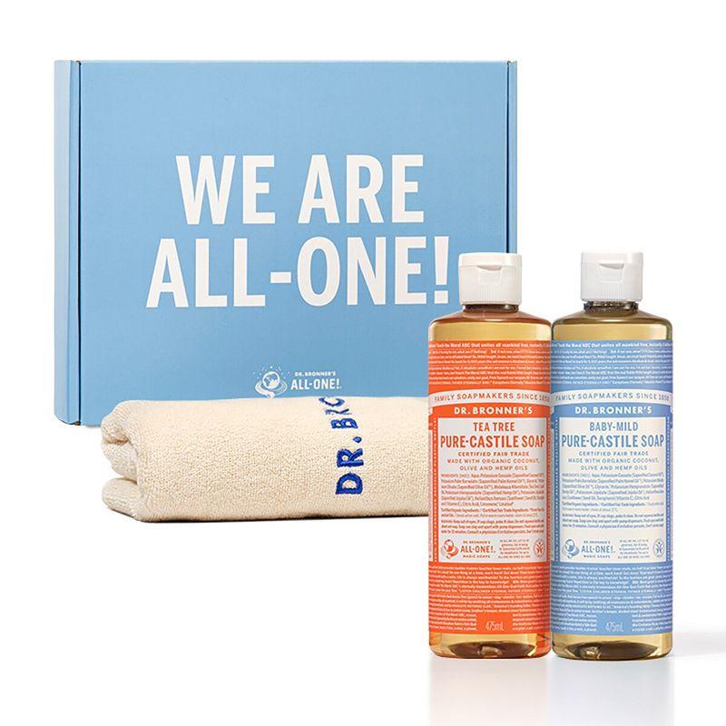 

Набор кастильского мыла Dr. Bronner s (475 мл x 2 + Полотенце) Tea Tree & Baby