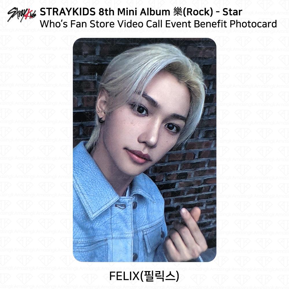 

Благотворительная фотокарточка для фан-встречи в честь 8-го мини-альбома группы Stray Kids Rock Star Who s Fan Felix