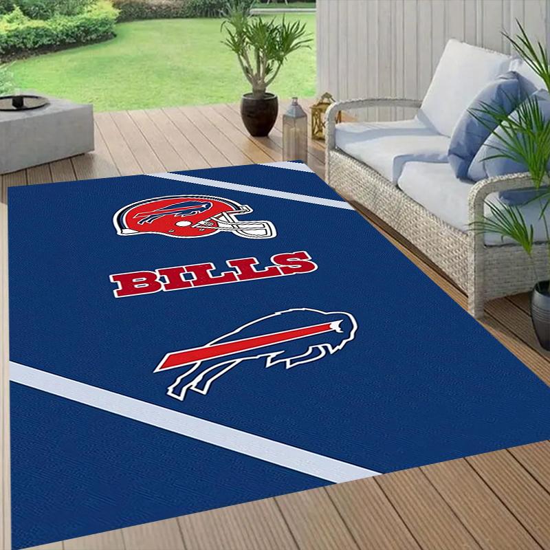 Buffalo Bills Helmet Style Crystal Velvet Rug, Soft Anti‑Slip Crystal Velvet Carpet for Living Room Bedroom Home Decor