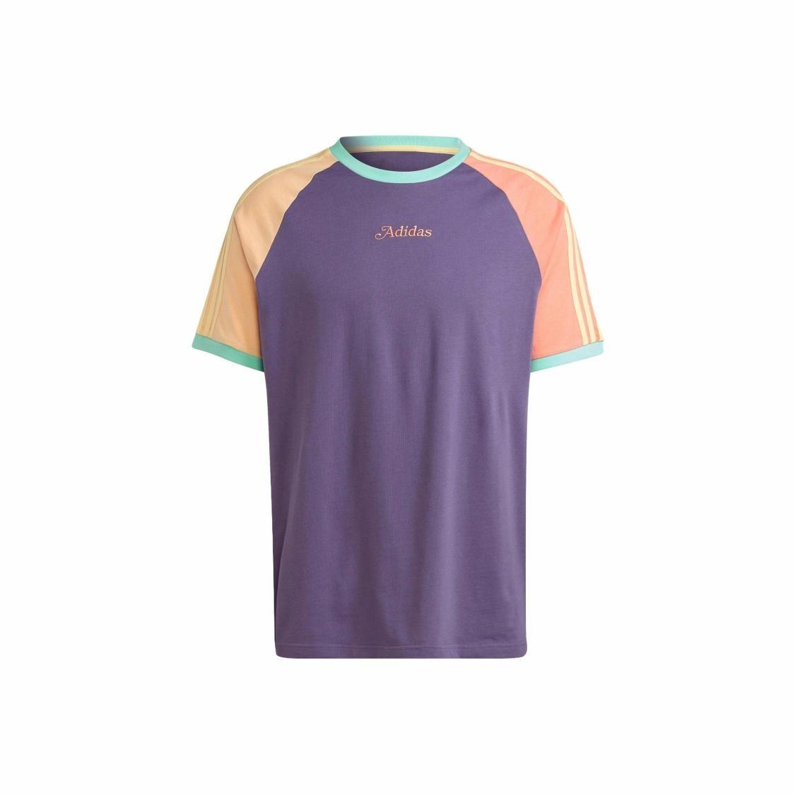 adidas Men s Printed Colorblock Crew Neck Short Sleeve T-Shirt Purple M