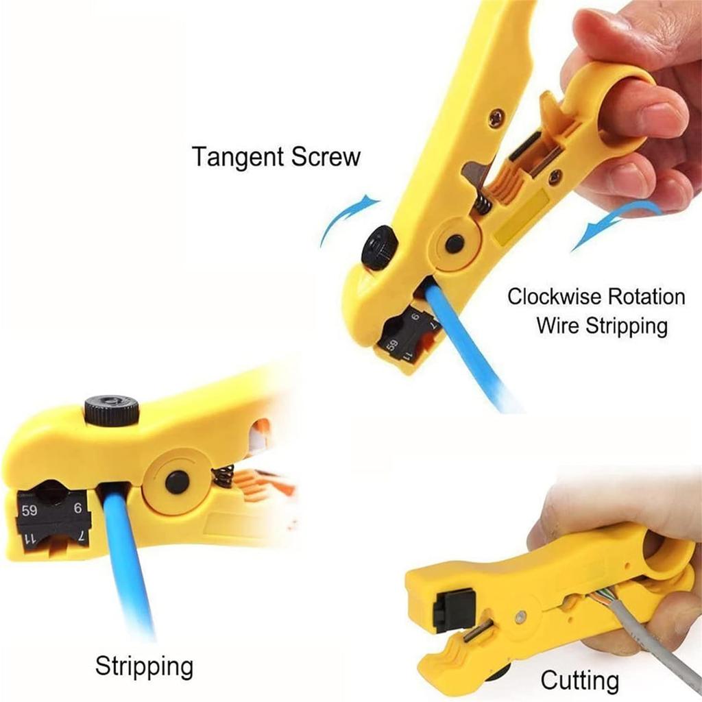 Cable Wire Stripper Multi-functional Cutter Striper Electric Stripping Tools Compatible For UTP STP RG59 RG6 RG7 RG11