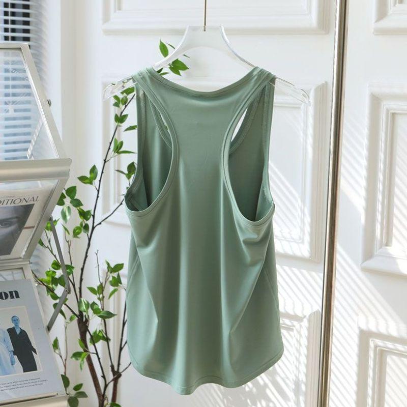 Women's Quick-Dry Sleeveless Yoga T-Shirt - Racerback, Loose, Breathable Fitness Top for Summer Running