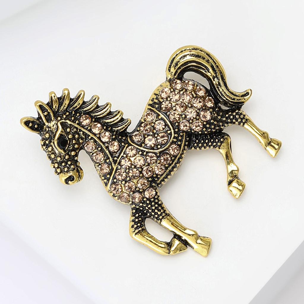 Vintage Rhinestone Horse Brooch for Women Animal Banquets Pins Party Accessories