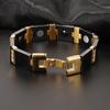 Mens Ceramic Titanium Steel Bracelet With Magnetic Therapy Geometric Design Black Gold Tone Luxury Casual Accessory