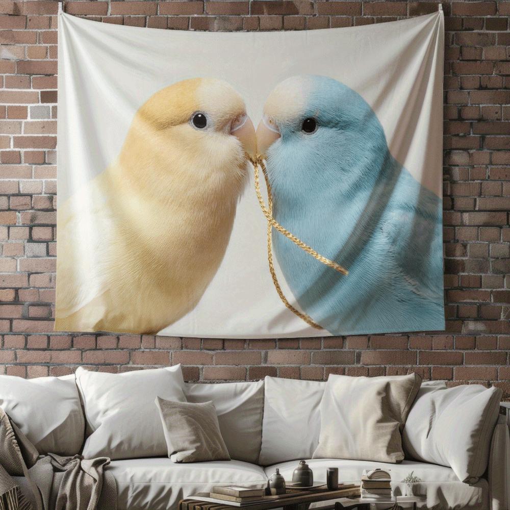 

Two Peacock Parrots Theme Digital printing polyester wall tapestry suitable for use in living rooms bedrooms offices bars party 74x94cm(29x37in)