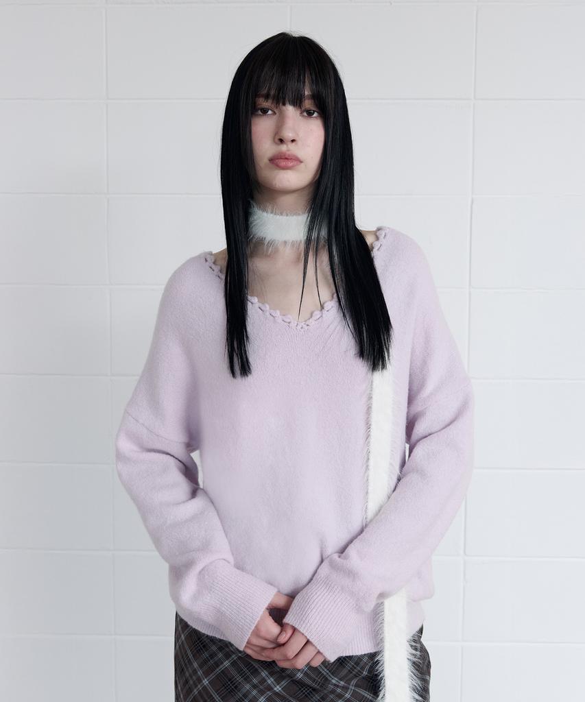 ROLAROLA Deep Neckline Loose Fit Knit Lavender