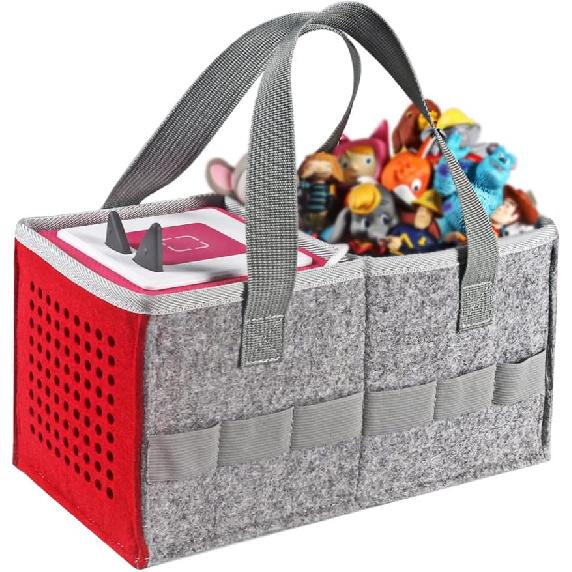 Vakdon 2PCS with Toys Portable Carrying Case for Toniebox Starter Set, Headphones and Charging Station, Can Hold 30-40 Tonies Figures Characters,