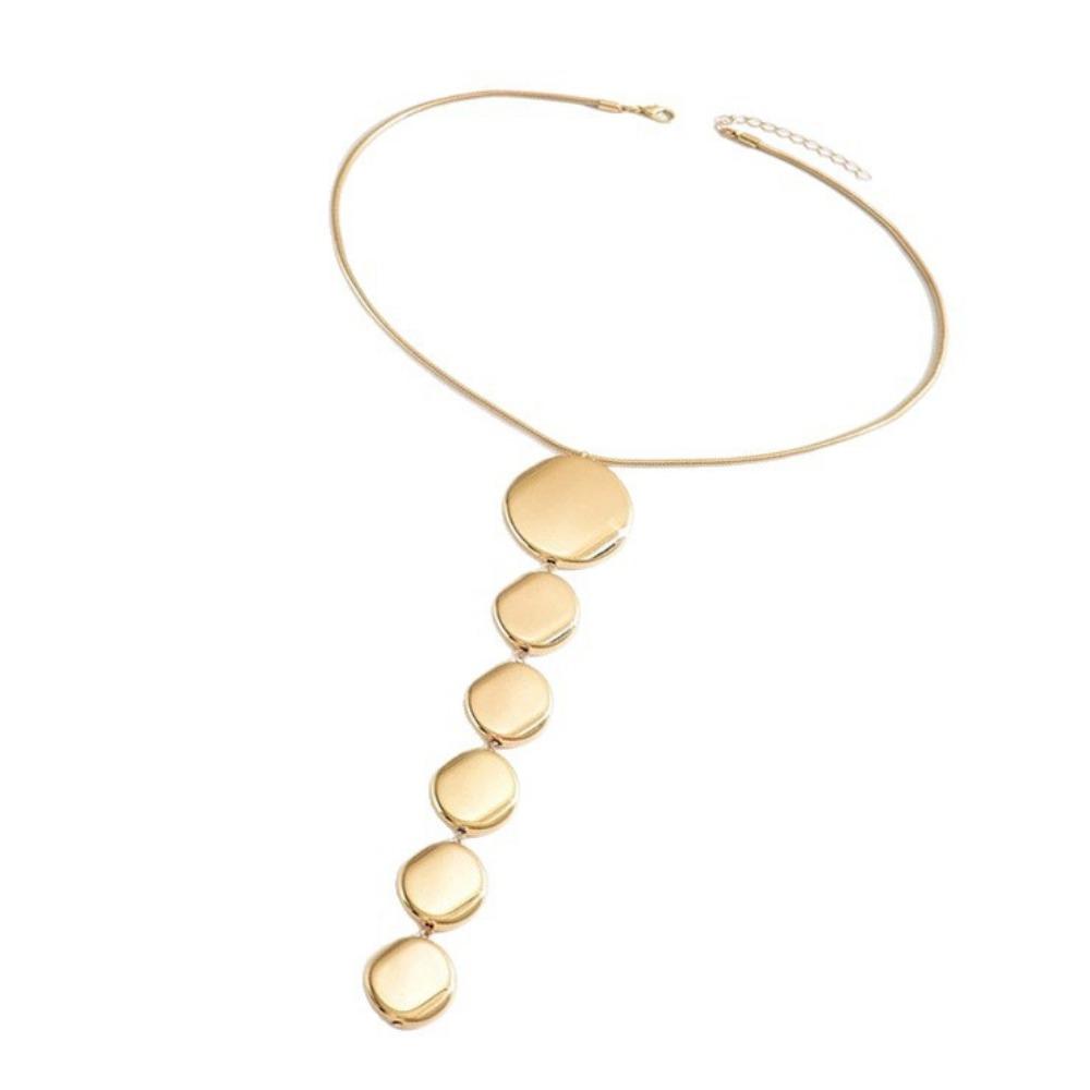 Exaggerated Irregular Geometric Pendant Necklace Earrings Set Y-Shaped Chain Clavicle Jewelry Set