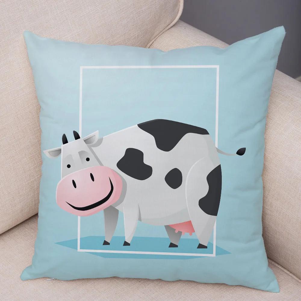 Cute Cartoon Animal Decoration Pillowcase Pig Bear Cow Shark  Sofa Room Cushion Cover Kindergarten Home