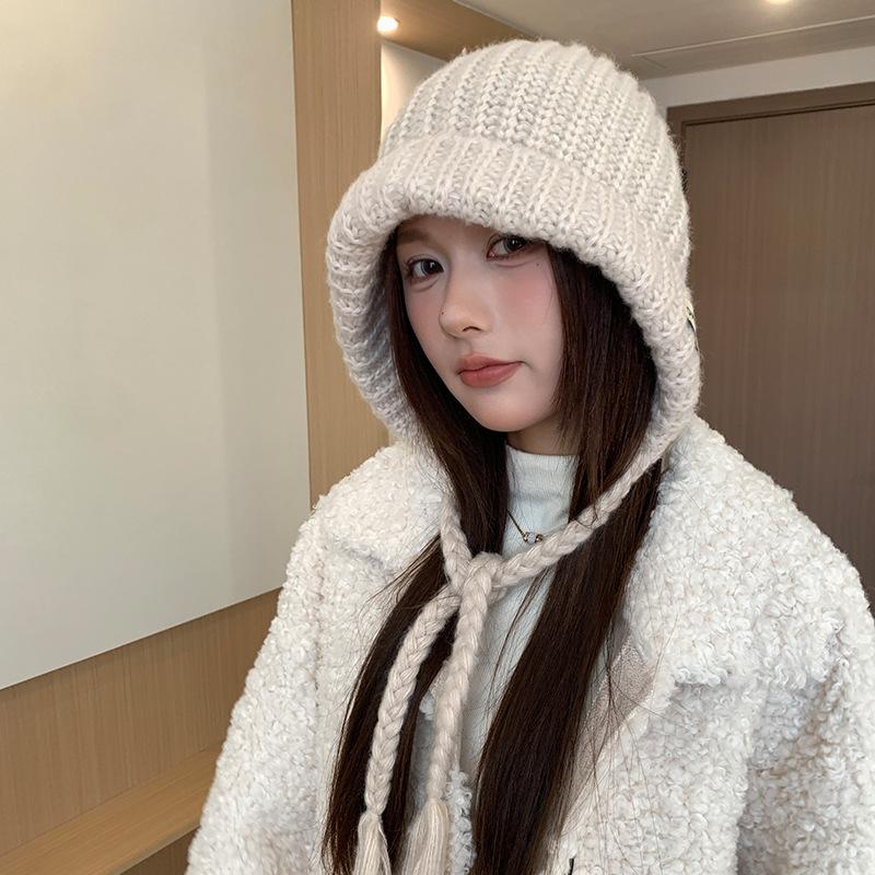 Vintage Fair Island Hat Women'S Windproof And Cold-Proof Wool Hat Warm Ear Protector Lei Feng Hat Show Face Small Knitted Hat