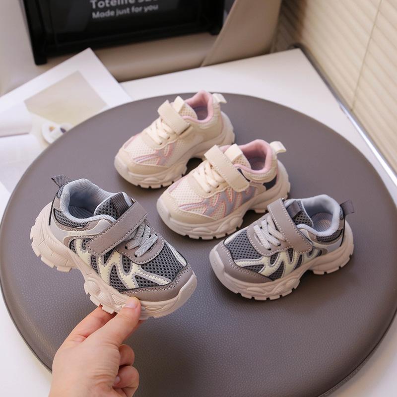 2025 autumn fashion striped children's sneakers double mesh breathable girls running shoes non-slip students