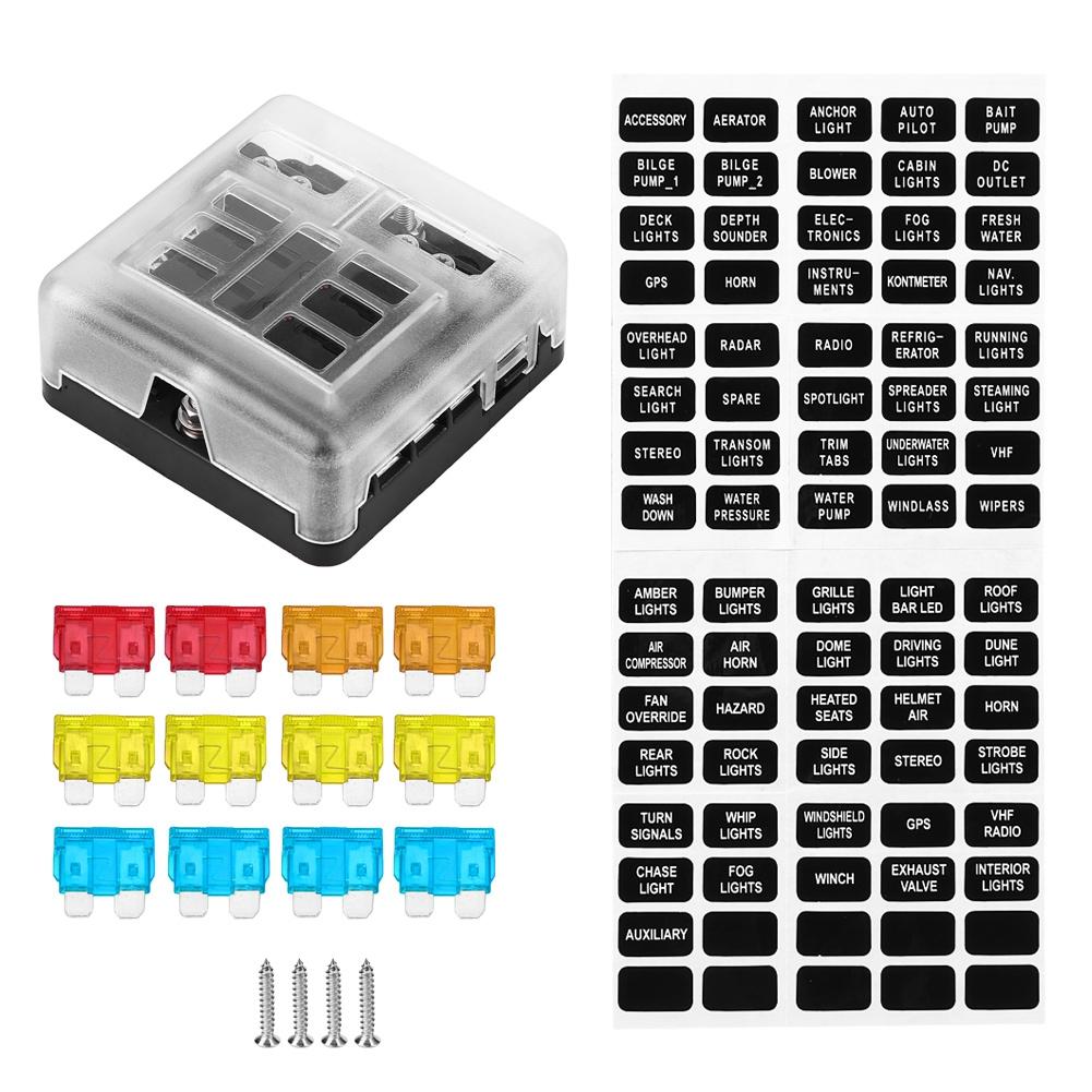 

Блок держателя предохранителей с лезвиями на 6 контактов для автомобиля/лодки 32 В с красным светодиодным индикатором